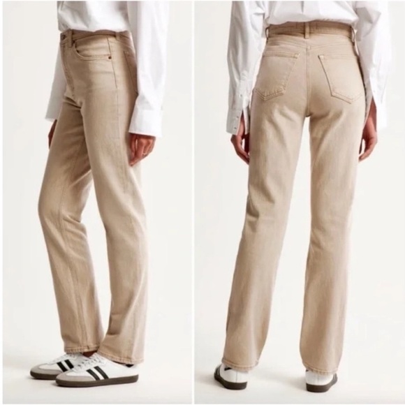ABERCROMBIE & FITCH The 90’s Straight Ultra High Rise Jeans In Oat - Picture 12 of 12
